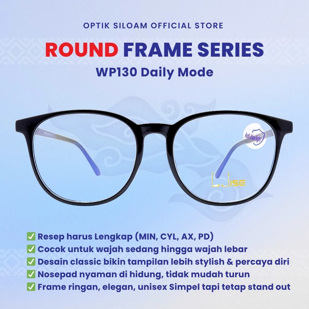 Kacamata WISE WP130 Round Series Frame Bulat Unisex Pria Wanita Frame Fleksibel Ringan Semi Lentur