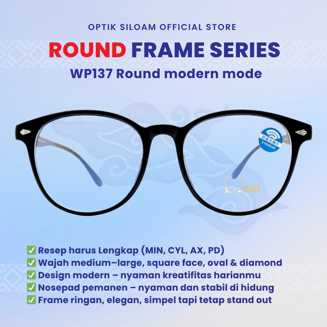 Kacamata WISE WP137 Round Series Frame Bulat Unisex Pria Wanita Frame Fleksibel Ringan Semi Lentur